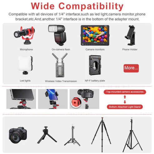 Fomito- Z3 Camera Monitor Holder Mount Arm Hot Shoe Adapter for Field Monitor, Smartphone, LED Video Light, Microphone