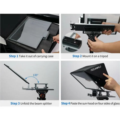 FeelWorld TP16 Folding Teleprompter with Remote Control for Tablets