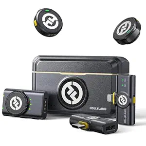 Hollyland Lark M2 Wireless Microphone for iPhone/Camera/Android/PC, 48kHz/24-bit High Fidelity Audio, 300m Range, Noise Cancelling, 40h Use, YouTube, Vlog, Streaming (2TX + 3RX + Charging Case)