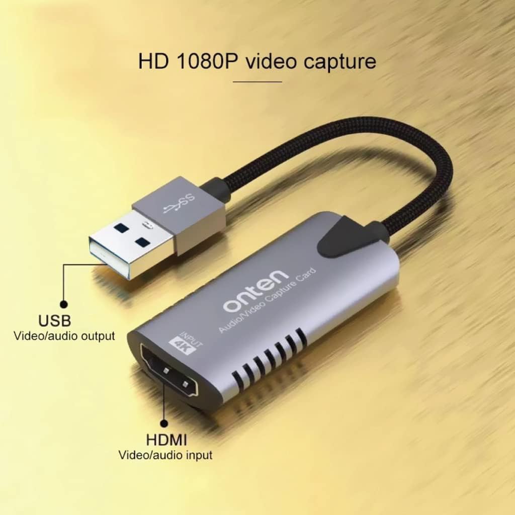 NTEN USB to HDMI – (4K Input) (Output Full HD 1080p) Audio Video Capture Card for Live Streaming | OTN-US323