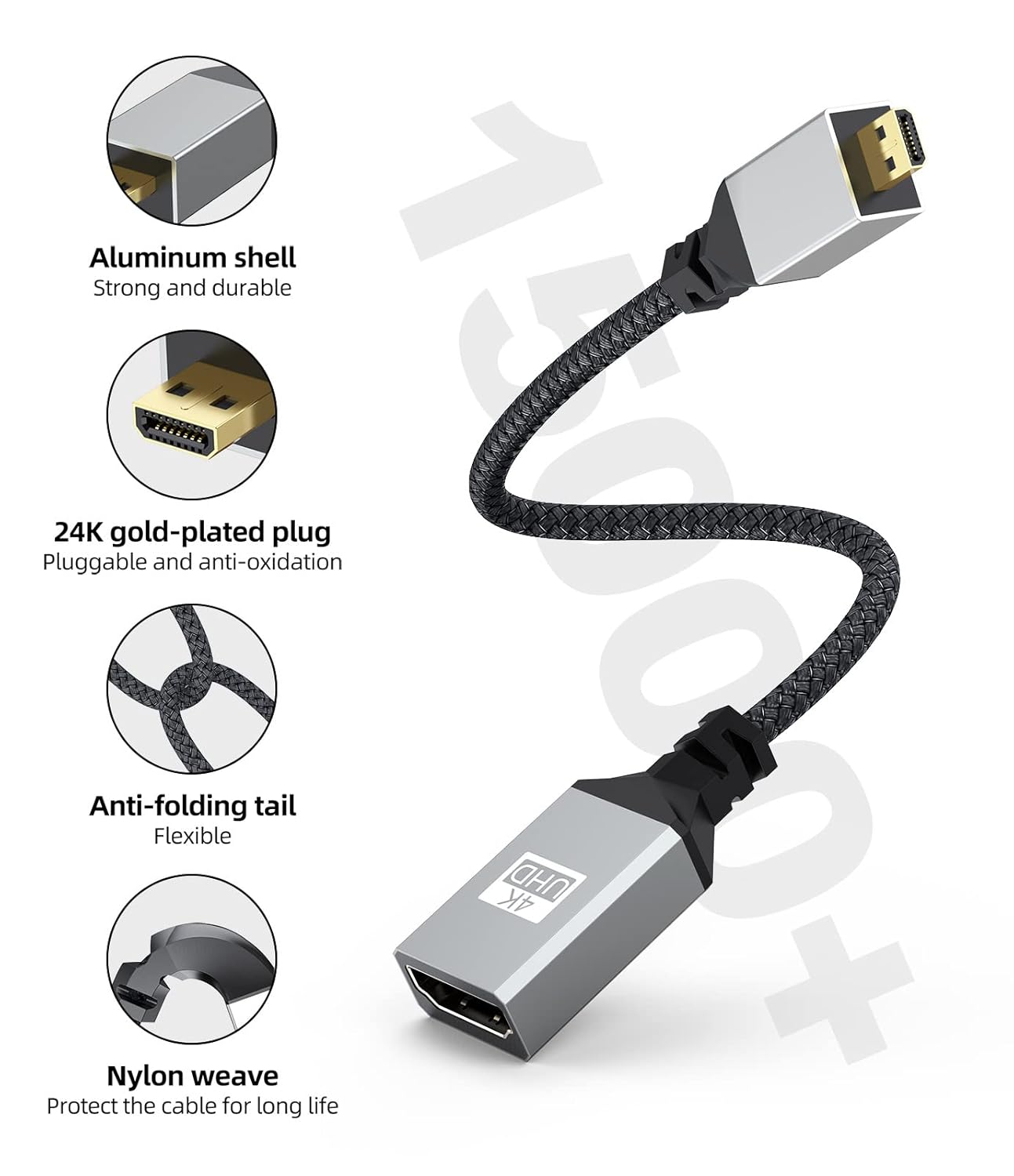 Micro HDMI to HDMI Adapter CM019 (Grey, 1 Pack)