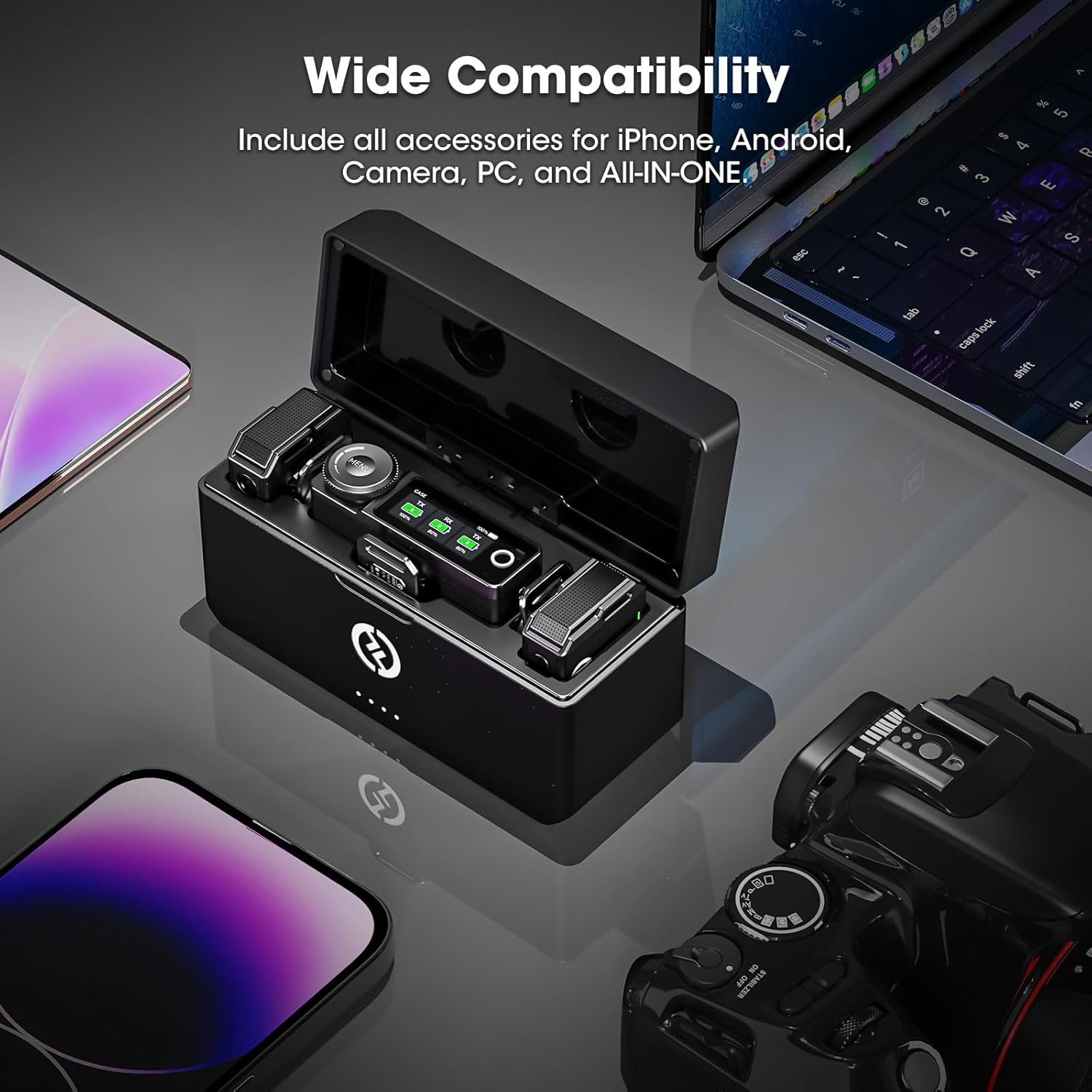 Hollyland Lark MAX Wireless Microphone System with ENC Noise Canceling Studio Audio Quality Camera Mic with Up to 14H Backup Record 22H Duration 820 ft Range for Filmmaking Interviewing Podcasting